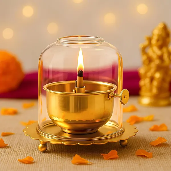 THE_HOMEROOTS_Brass_Akhand_Jyot_Diya_with_Glass_Cover_|_Adjustable_Wick_Control_System_|_Long_Burning_Akhand_Deepak_for_Mandir,_Pooja,_Aarti,_Diwali_&_Religious_Ceremonies_|_Traditional_Brass_Oil_Lamp_|__4.5"_Height_(_Size_No._2_)