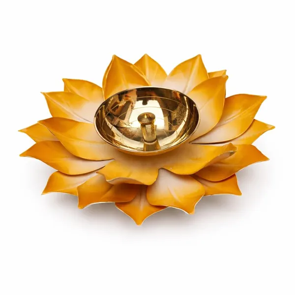 THE_HOMEROOTS_Brass_Lotus_Shape_Diya_6_Inch_|_Large_Pital_Kamal_Deep_with_Multicolor_Center_Wick_Holder_|_Traditional_Akhand_Vilakku_Oil_Lamp_for_Pooja_Room,_Mandir,_Diwali_Decoration_&_Gifting_|_Pack_of_2
