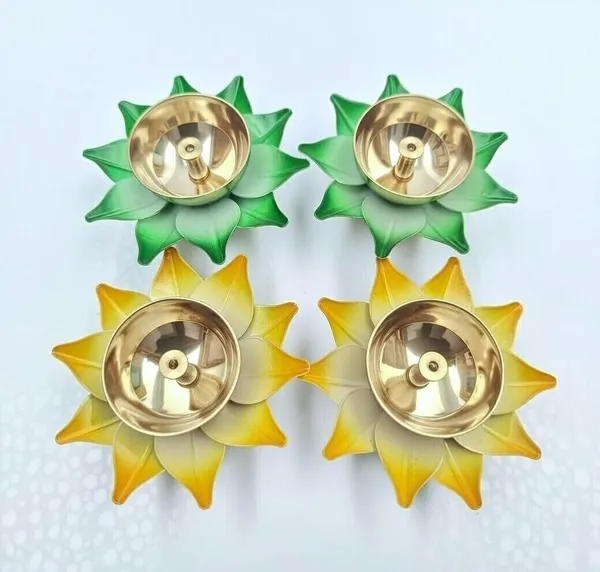 THE_HOMEROOTS_Pack_Of_4_Pc_Lotus_Shaped_Brass_Diya_3_Inch_Multicolor_Center_Wick_Holder_Pital_Akhand_Kamal_Deep_Vilakku_For_Puja_Home_Decor_Diwali_Gifting