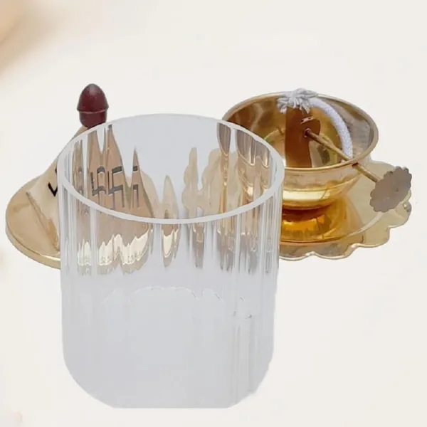 THE_HOMEROOTS_Brass_Akhand_Diya_with_Temple_Top_Shape_&_Glass_Cover_|_Brass_Oil_Lamp_with_Swastik_Design_&_Brass_Base_for_Home_Temple,_Mandir,_Pooja_Room_|_Traditional_Deepam_for_Diwali,_Lakshmi_Puja,_Navratri_&_Daily_Worship