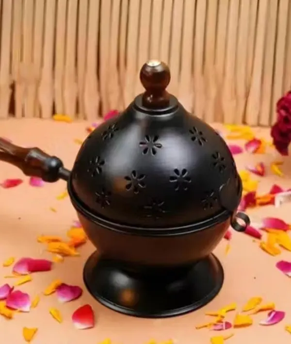 THE_HOMEROOTS_Metal_Dhoop_Dani_Incense_Burner_Matte_Black_Loban_Holder_Aarti_Stand_For_Puja_Room_Home_Temple_Office_-_Pack_Of_1