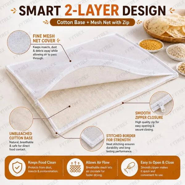 The_Home_Roots_Papad_Drying_Cloth_With_Protective_Net_Zipper_Unbleached_Thin_Cotton_Drying_Sheet_For_Papad_Vadiyalu_Sabudana_Spices_Grains_Millets_29_X_36_Inches