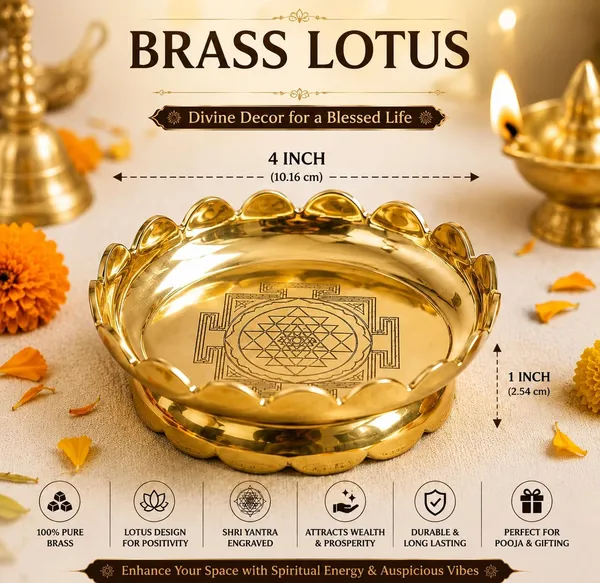 The_Home_Roots_Brass_Lotus_Pooja_Thali_4_Inch_100_Pure_Brass_Lotus_Petal_Border_With_Pedestal_Base_Decorative_Pooja_Plate_For_Mandir_Festival_Home_Decor