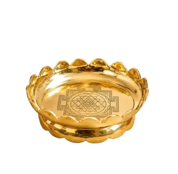 The_Home_Roots_Brass_Lotus_Pooja_Thali_4_Inch_100_Pure_Brass_Lotus_Petal_Border_With_Pedestal_Base_Decorative_Pooja_Plate_For_Mandir_Festival_Home_Decor