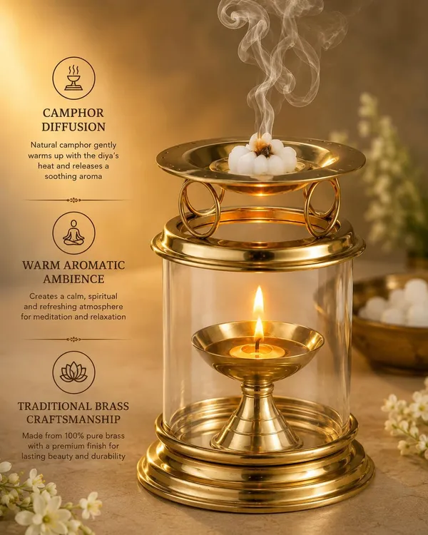 The_Home_Roots_Brass_Aromatherapy_Oil_Diya_With_Glass_Cover_For_Pooja_Traditional_Brass_Oil_Lamp_For_Home_Temple_Mandir_Prayer_Room_Festive_Decor
