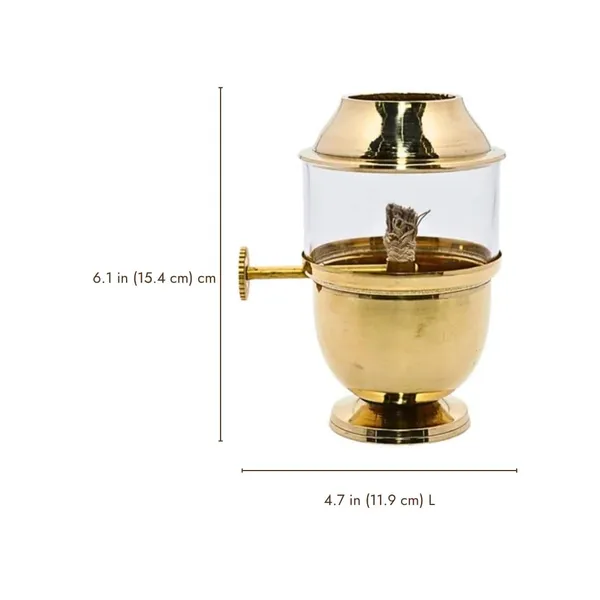 The_Home_Roots_Brass_Diya_With_Adjustable_Bati_For_Puja_Wick_Adjustment_Screw_Knob_Borosilicate_Glass_Cover_Large_250_Ml_Oil_Capacity_Long_Lasting_48_Hours_Burn_Time_Includes_2_Wicks