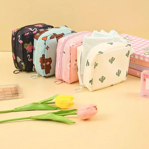 THE_HOMEROOTS_Sanitary_Napkin_Storage_Pouch_for_Women_&_Girls_|_Waterproof_PU_Leather_Period_Pad_Organizer_|_Travel_Hygiene_Pouch_with_Inner_Pocket_&_Smooth_Zipper_|_Multipurpose_Cosmetic,_Charger_&_Accessories_Storage_Bag_|_15_x_15_cm_|_Pack_of_2