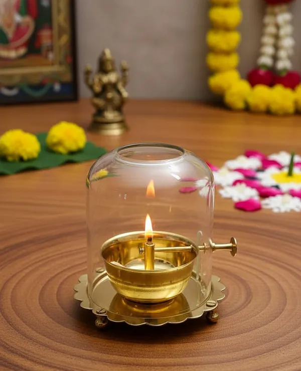 THE_HOMEROOTS_Brass_Akhand_Jyot_Diya_with_Glass_Cover_|_Adjustable_Wick_Control_System_|_Long_Burning_Akhand_Deepak_for_Mandir,_Pooja,_Aarti,_Diwali_&_Religious_Ceremonies_|_Traditional_Brass_Oil_Lamp_|__5.5"_Height_(_Size_No._3_)