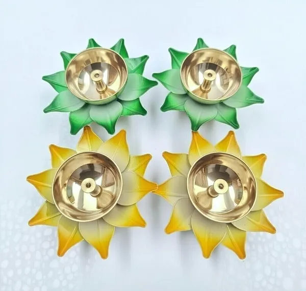 THE_HOMEROOTS_Traditional_Brass_Lotus_Pooja_Diya_|_Kamal_Patta_Table_Diya_Brass_(Pack_Of_4)_Table_Diya_(Height:_6_Inch)