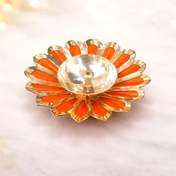 THE_HOMEROOTS_Floral_Brass_Table_Diya_(2_Inch,_Multicolor)_Brass_Table_Diya_(Height:_2_Inch)_-_Pack_Of_2