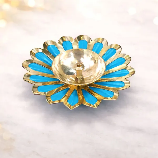 THE_HOMEROOTS_Floral_Brass_Table_Diya_(2_Inch,_Multicolor)_Brass_Table_Diya_(Height:_2_Inch)_-_Pack_Of_2