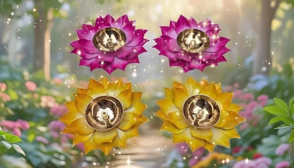 THE_HOMEROOTS_Lotus_Brass_Diya_Set_Pink_&_Yellow_Floral_Oil_Lamps_For_Puja_Brass_(Pack_Of_4)_Table_Diya_Set_(Height:_2_Inch)