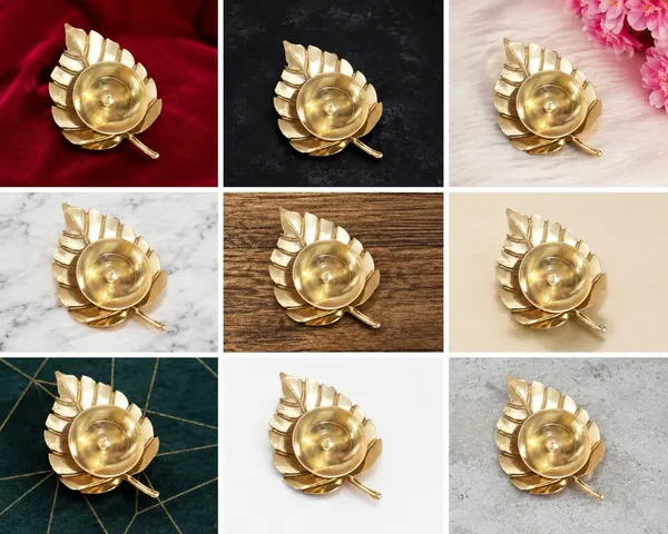THE_HOMEROOTS_Brass_Leaf_Shape_Diya_For_Puja_Decoration_|_Handmade_Brass_Oil_Lamp_Brass_Table_Diya_(Height:_4_Inch)_-_Pack_Of_2