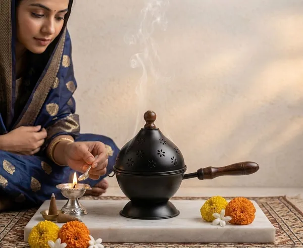 THE_HOMEROOTS_Stylish_Metal_Dhoop_Holder_Incense_Burner_Cast_Iron_Incense_Holder_(Black)_-_Pack_Of_2