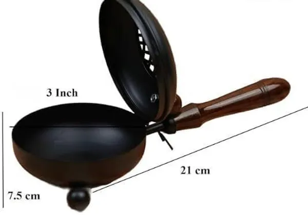 THE_HOMEROOTS_Loban_Dani_Dhoop_Dani_For_Puja_|_Metal_Loban_Burner_With_Handle_Cast_Iron_Incense_Holder_(Black)_-_Pack_Of_2