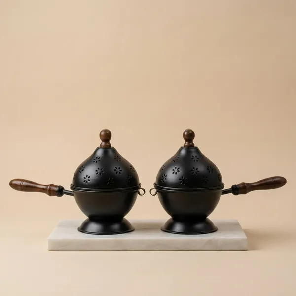 THE_HOMEROOTS_Stylish_Metal_Dhoop_Holder_Incense_Burner_Cast_Iron_Incense_Holder_(Black)_-_Pack_Of_2