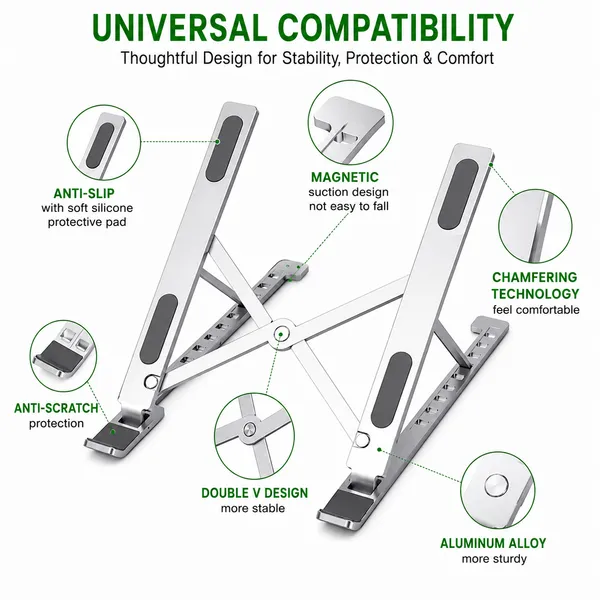THE_HOMEROOTS_Adjustable_Aluminum_Laptop_Stand_for_Desk_|_Foldable_Portable_Laptop_Riser_|_6-Level_Height_Adjustable_Ergonomic_Notebook_Stand_|_Non-Slip_Cooling_Holder_for_MacBook,_HP,_Dell,_Lenovo,_ASUS_(Silver)Computer_Stand_for_Laptops,_Notebooks_&_Tablets