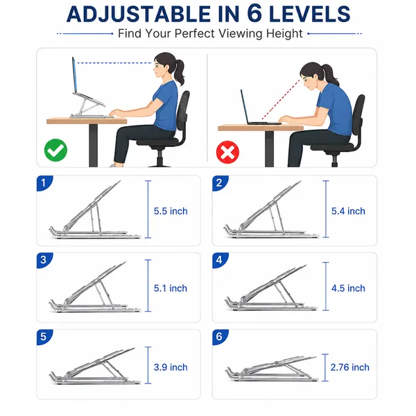 THE_HOMEROOTS_Adjustable_Aluminum_Laptop_Stand_for_Desk_|_Foldable_Portable_Laptop_Riser_|_6-Level_Height_Adjustable_Ergonomic_Notebook_Stand_|_Non-Slip_Cooling_Holder_for_MacBook,_HP,_Dell,_Lenovo,_ASUS_(Silver)Computer_Stand_for_Laptops,_Notebooks_&_Tablets