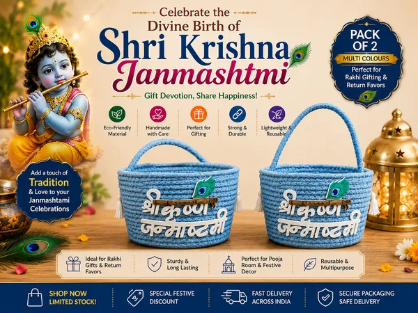 THE_HOMEROOTS_Shri_Krishna_Janmashtami_Jute_Cotton_Gift_Basket_|_Eco-Friendly_Handmade_Return_Gift_Hamper_Basket_with_Handle_|_Multi-Purpose_Pooja_Basket_for_Janmashtami,_Baby_Shower,_Return_Favors,_Gift_Packing_|_7_x_5_Inch_|_Pack_of_2