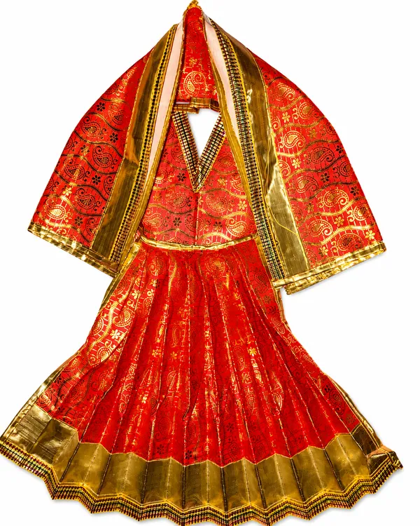 THE_HOMEROOTS_Tulsi_&_Parvati_Mata_Dress_Set_|_Traditional_Golden_Printed_Poshak_with_Dupatta_|_Decorative_Vastra_for_Tulsi_Vivah,_Parvati_Mata_Puja,_Home_Mandir_&_Festival_Decoration