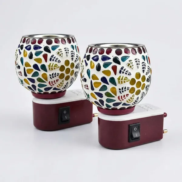 THE_HOMEROOTS_Raincart_Ceramic_Kapoor_Dani_Stand_Kapur_Incense_Burner_Aroma_Oil_Diffuser_Cum_Night_Lamp_With_Switch_For_Home_Gift_Night_Lamp_(6_Cm,_Multicolor)_-_Pack_Of_2