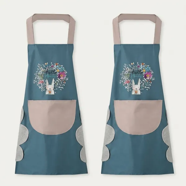 THE_HOMEROOTS_Cotton_Apron_-_Free_Size_(Green,_Single_Piece)_-_Pack_Of_2
