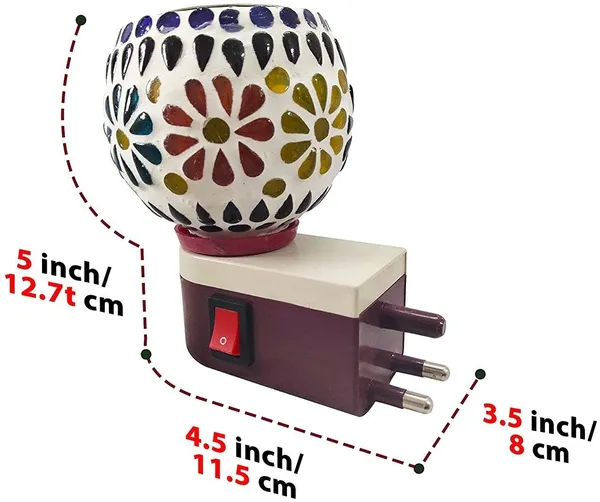 THE_HOMEROOTS_Raincart_Ceramic_Kapoor_Dani_Stand_Kapur_Incense_Burner_Aroma_Oil_Diffuser_Cum_Night_Lamp_With_Switch_For_Home_Gift_Night_Lamp_(6_Cm,_Multicolor)_-_Pack_Of_2