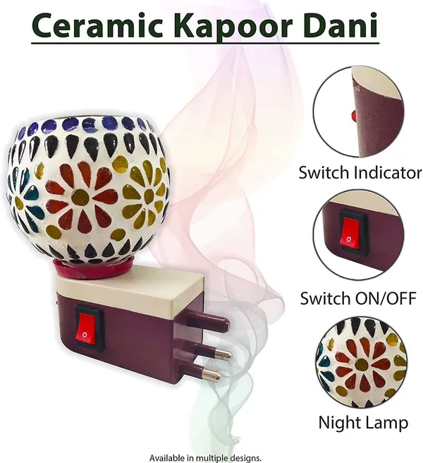 THE_HOMEROOTS_Raincart_Ceramic_Kapoor_Dani_Stand_Kapur_Incense_Burner_Aroma_Oil_Diffuser_Cum_Night_Lamp_With_Switch_For_Home_Gift_Night_Lamp_(6_Cm,_Multicolor)_-_Pack_Of_2