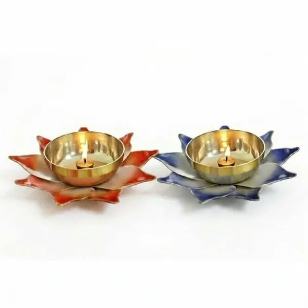 THE_HOMEROOTS_Lotus_Shaped_Brass_Diya_3_Inch_Multicolor_Center_Wick_Holder_Pital_Akhand_Kamal_Deep_Vilakku_For_Puja_Home_Decor_Diwali_Gifting_-_Pack_Of_2