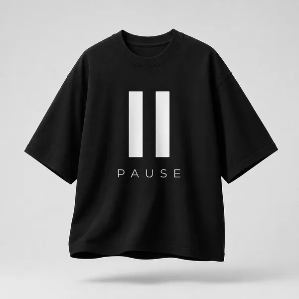 Pause_Minimal_Aesthetic_Oversized_Unisex_100%_Premium_Cotton_Bio-Wash_T-Shirt