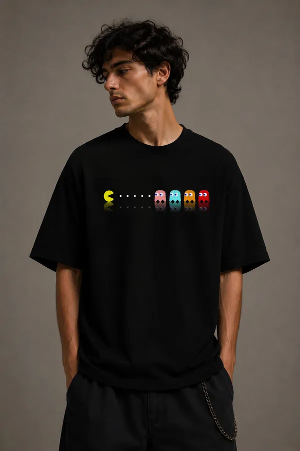 Pacman_Oversized_100%_Premium_Cotton_Bio-Wash_Unisex_T-Shirt