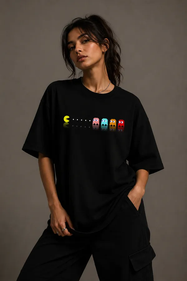 Pacman_Oversized_100%_Premium_Cotton_Bio-Wash_Unisex_T-Shirt