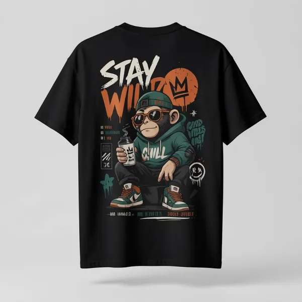 Stay_Wild_Ape_Street_Culture_Oversized_100%_Premium_Cotton_Bio-Wash_Unisex_T-Shirt
