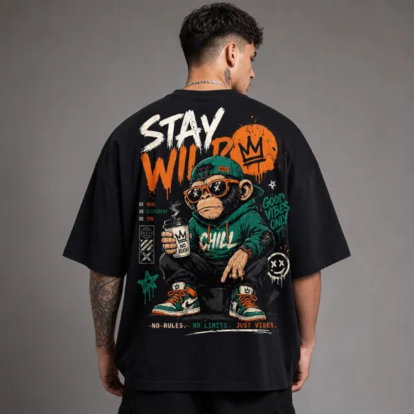 Stay_Wild_Ape_Street_Culture_Oversized_100%_Premium_Cotton_Bio-Wash_Unisex_T-Shirt