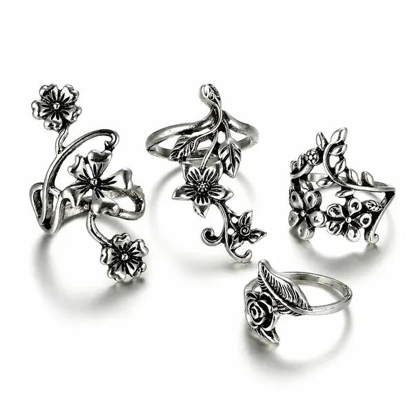 Silver_Stainless_Steel_Alloy_Ring_For_Women_Set_Of_4
