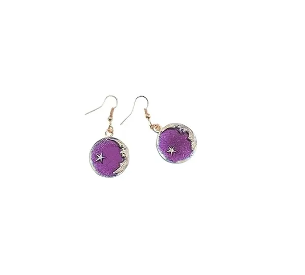 Purple_Stainless_Steel_Alloy_Earrings_For_Women