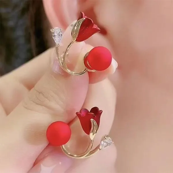 Red_Stainless_Steel_Alloy_Earrings_For_Women