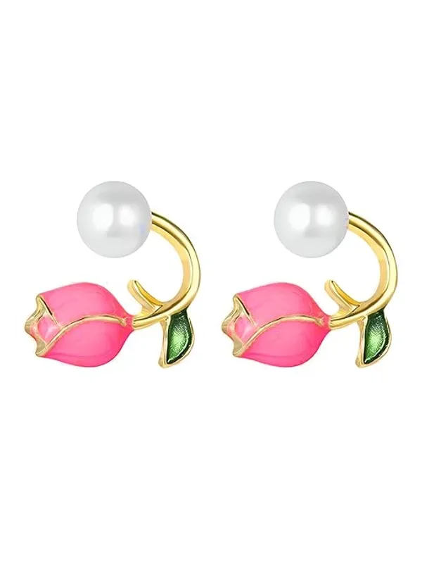 Pink_Stainless_Steel_Alloy_Earrings_For_Women