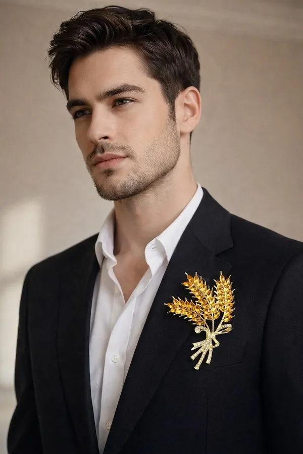Gold_Stainless_Steel_Alloy_Brooch_For_Unisex