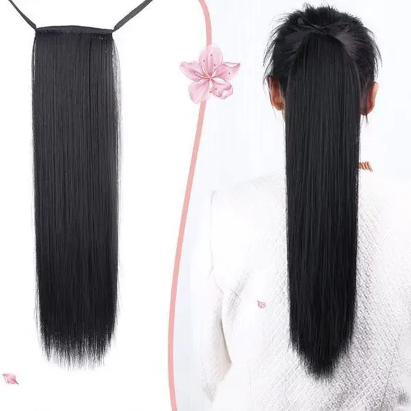 Black_Synthetic_Straight_Long_Tie-Up_Hair_Extension_For_Women