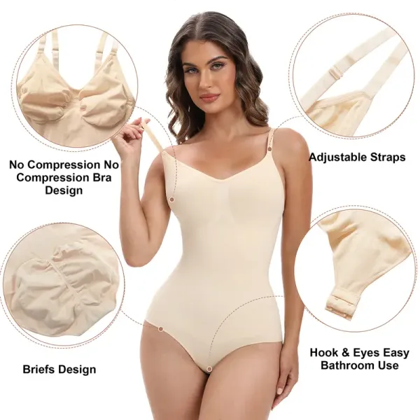 White_Tummy_Control_Shapewear_Bodysuit_For_Women