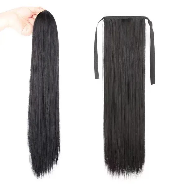 Black_Synthetic_Straight_Long_Tie-Up_Hair_Extension_For_Women
