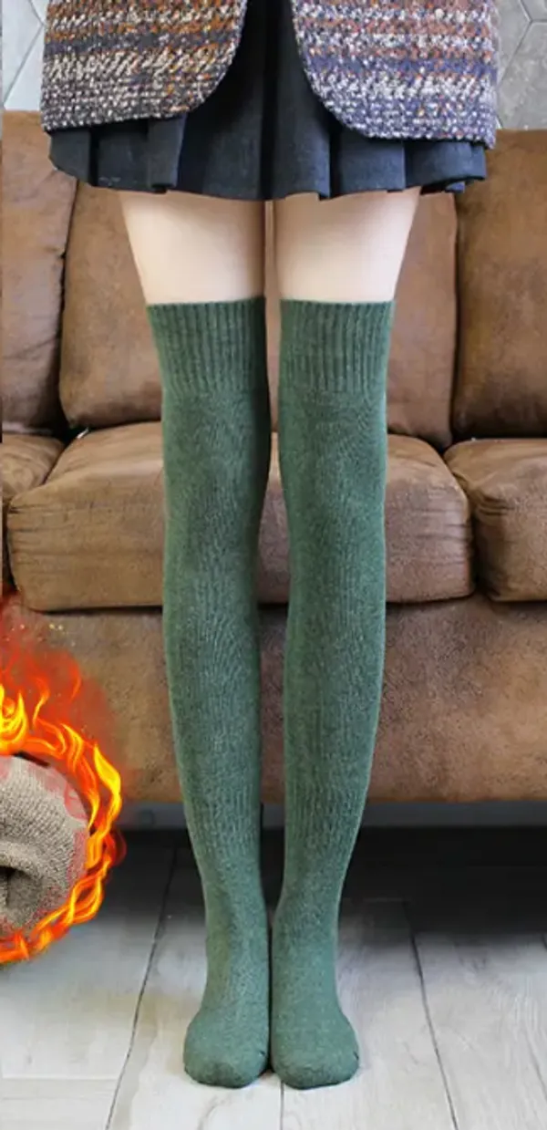 Beige_Cotton_Ribbed_Knee_High_Socks_For_Women