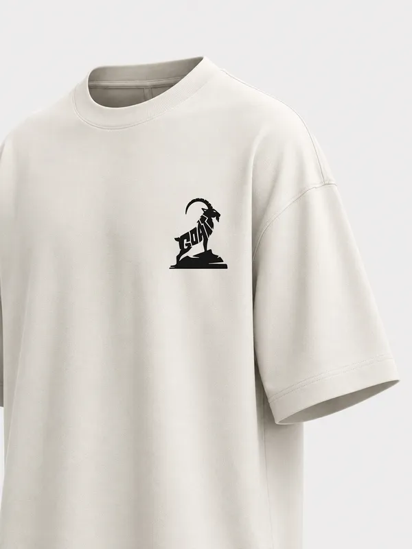 White_Oversized_T-Shirt_With_Goat_Logo_For_Men