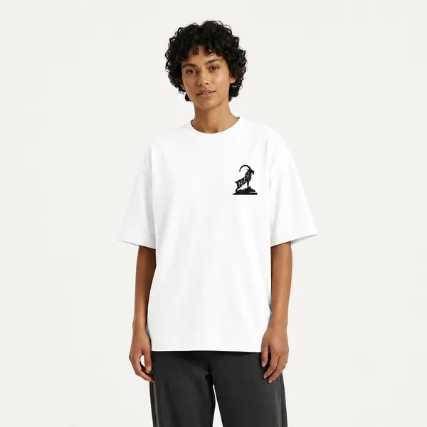 White_Oversized_T-Shirt_With_Goat_Logo_For_Men