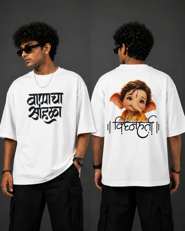 White_Oversized_Ganesha_Printed_T-Shirt