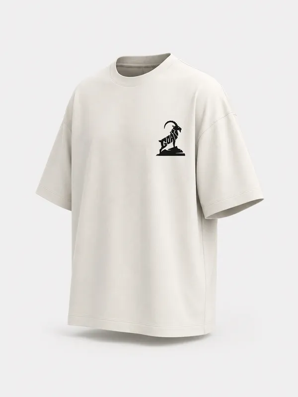 White_Oversized_T-Shirt_With_Goat_Logo_For_Men