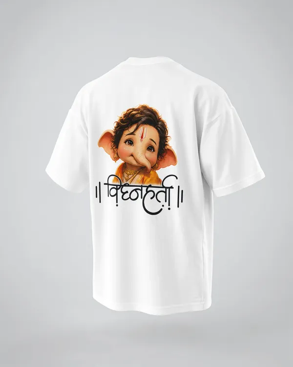 White_Oversized_Ganesha_Printed_T-Shirt