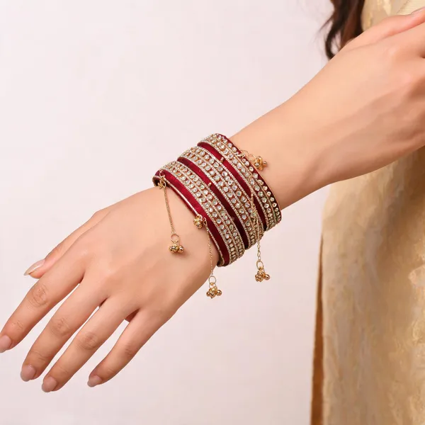Maroon_Gold_Kundan_Stone_Studded_Hand_Chain_Bridal_Bangle_Set_For_Women