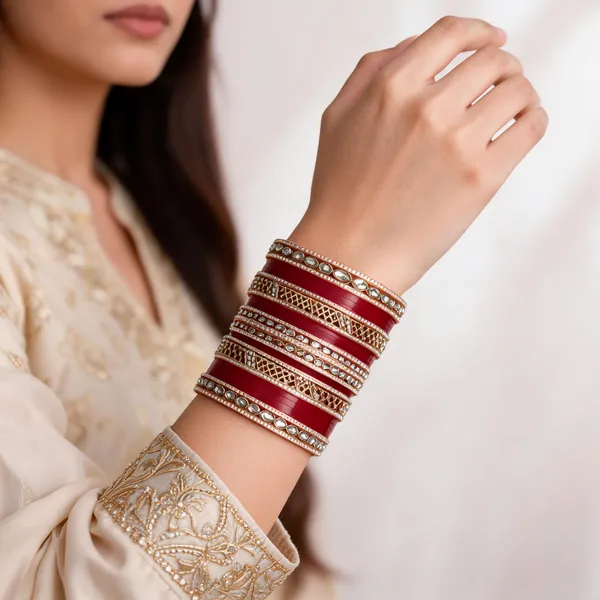 Maroon_Gold_Lacquer_Kundan_Stone_Studded_Bridal_Bangle_Set_For_Women